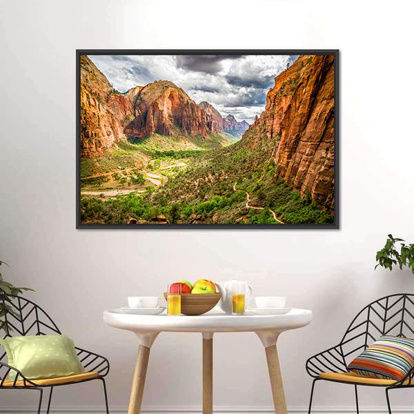 Zion National Park Canvas Wall Art-1 Piece-Floating Frame-24&quot; x 16&quot;-Tiaracle