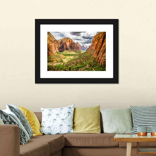 Zion National Park Canvas Wall Art-1 Piece-Framed Print-20" x 16"-Tiaracle