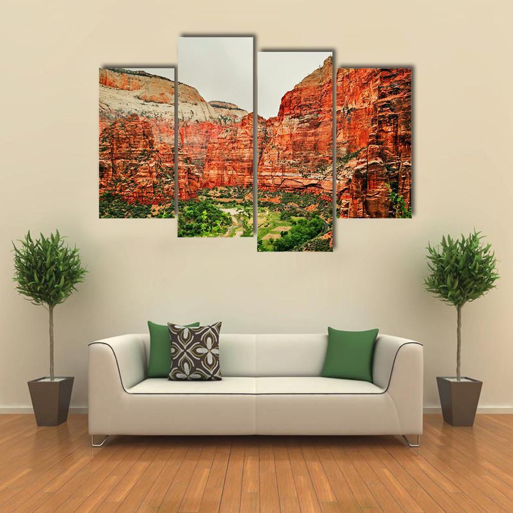 Zion National Park Utah Canvas Wall Art-4 Pop-Gallery Wrap-50" x 32"-Tiaracle