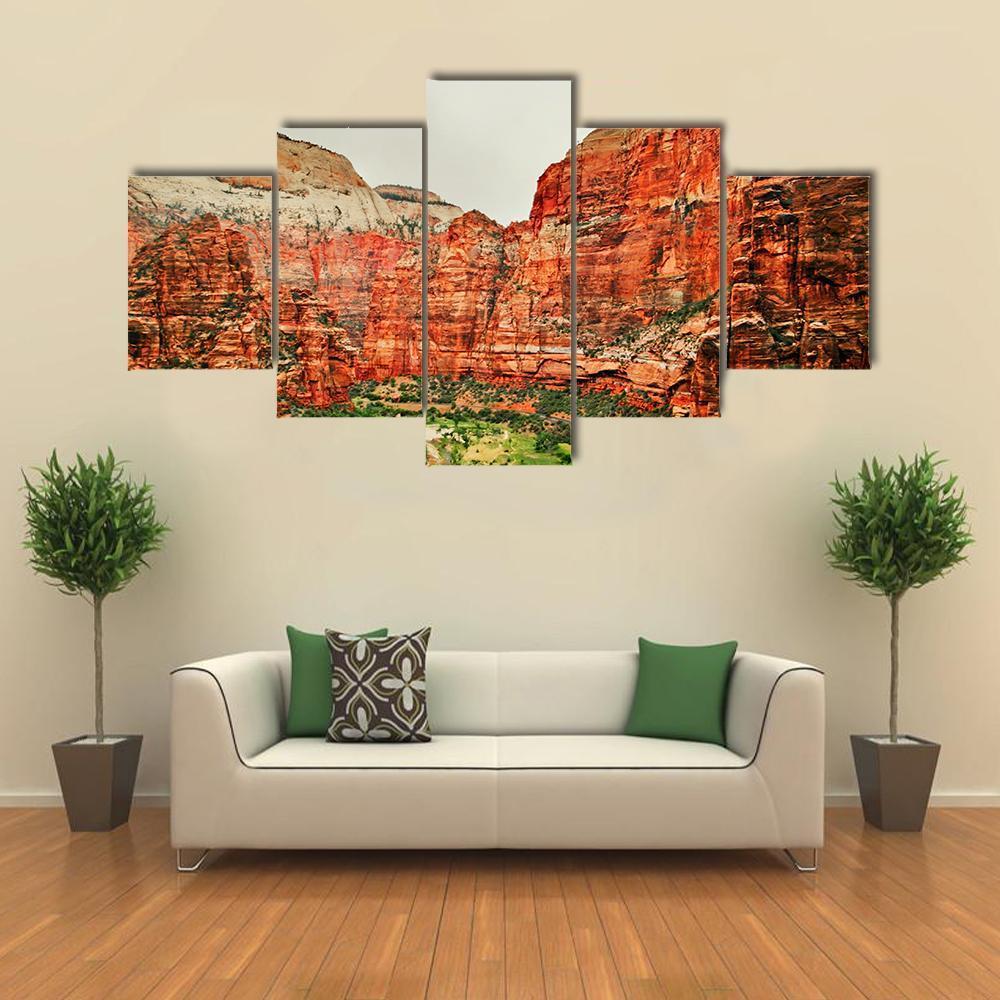 Zion National Park Utah Canvas Wall Art-5 Star-Gallery Wrap-62" x 32"-Tiaracle
