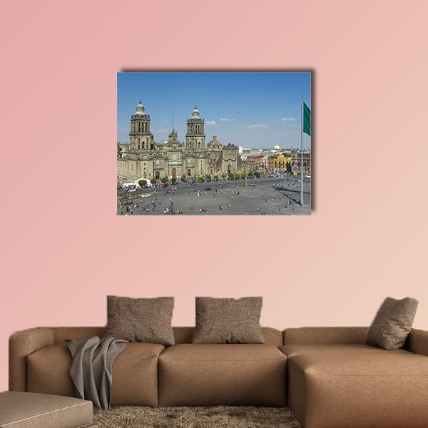 Zocalo In Mexico City Canvas Wall Art-1 Piece-Gallery Wrap-48" x 32"-Tiaracle