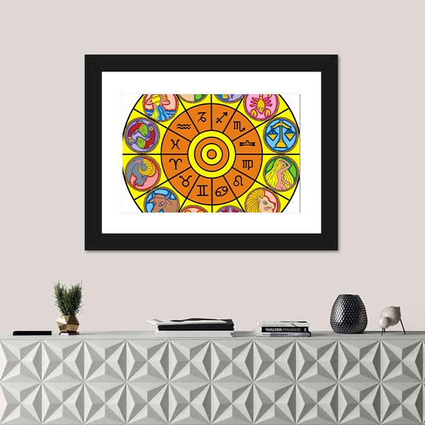 Zodiac Clock Canvas Wall Art-1 Piece-Framed Print-30" x 20"-Tiaracle