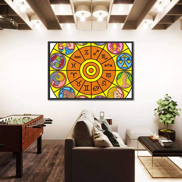 Zodiac Clock Canvas Wall Art-5 Horizontal-Gallery Wrap-22" x 12"-Tiaracle