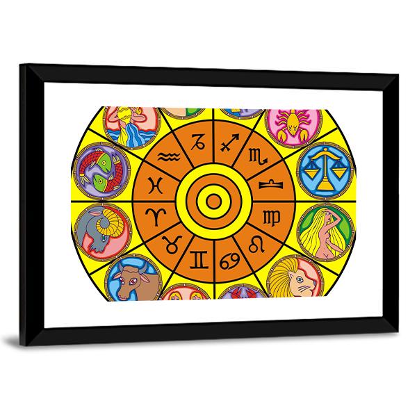 Zodiac Clock Canvas Wall Art-5 Horizontal-Gallery Wrap-22" x 12"-Tiaracle