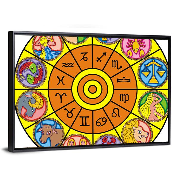 Zodiac Clock Canvas Wall Art-5 Horizontal-Gallery Wrap-22" x 12"-Tiaracle