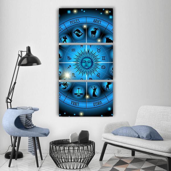 Zodiac Signs Vertical Canvas Wall Art-3 Vertical-Gallery Wrap-12" x 25"-Tiaracle
