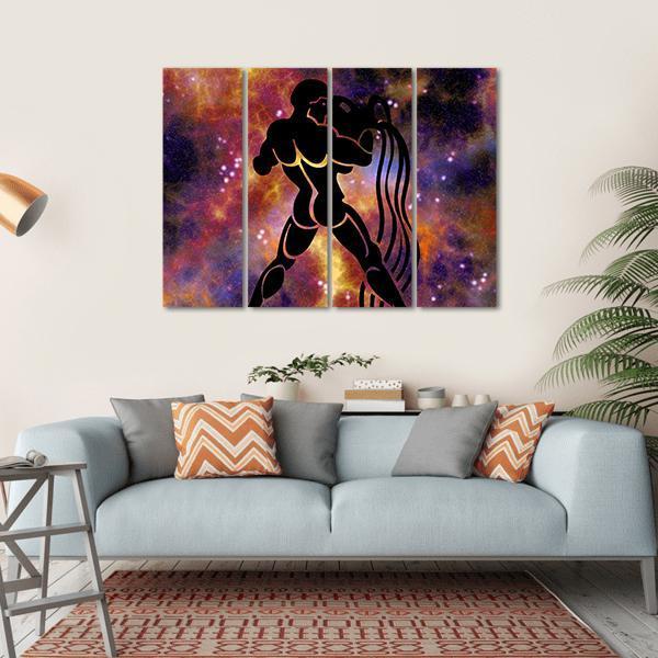 Aquarius Sign Canvas Wall Art-4 Horizontal-Gallery Wrap-34" x 24"-Tiaracle