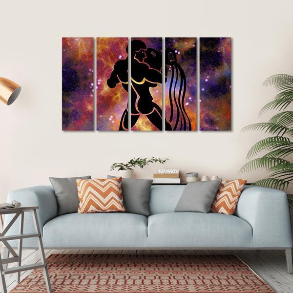 Aquarius Sign Canvas Wall Art-5 Horizontal-Gallery Wrap-22" x 12"-Tiaracle