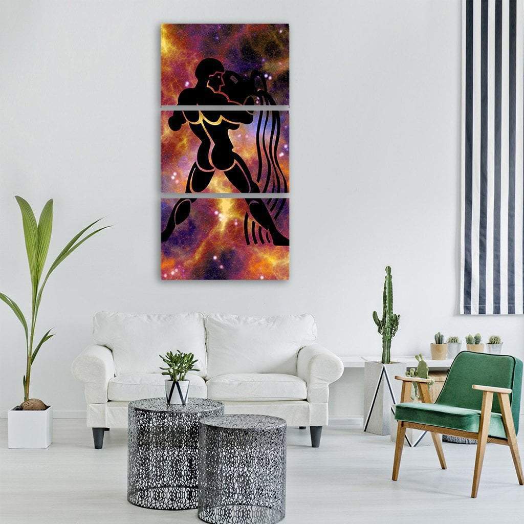 Aquarius Sign Vertical Canvas Wall Art-3 Vertical-Gallery Wrap-12" x 25"-Tiaracle