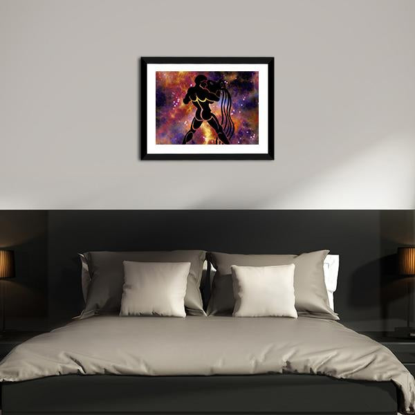 Aquarius Sign Vertical Canvas Wall Art-3 Vertical-Gallery Wrap-12" x 25"-Tiaracle