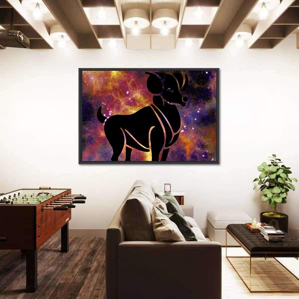 Zodiac Symbol Of Aries Canvas Wall Art-5 Horizontal-Gallery Wrap-22" x 12"-Tiaracle