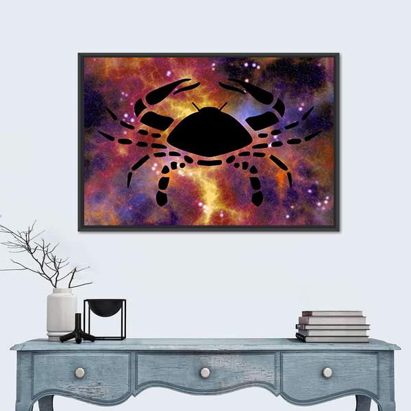 Zodiac Symbol Of Cancer Canvas Wall Art-1 Piece-Floating Frame-24" x 16"-Tiaracle