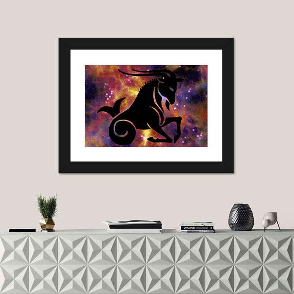 Zodiac Symbol Of Capricorn Canvas Wall Art-1 Piece-Framed Print-20" x 16"-Tiaracle