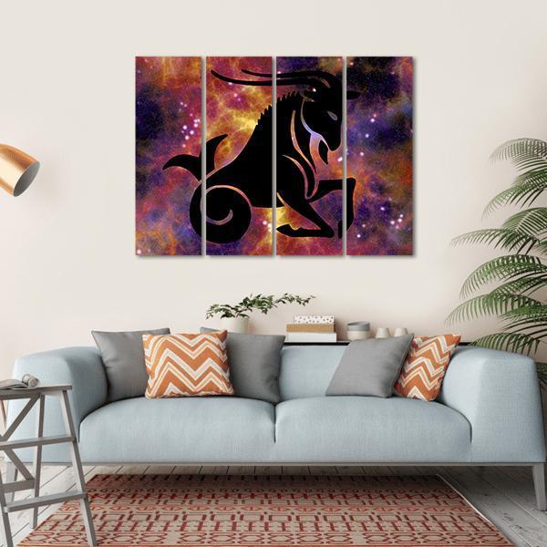 Zodiac Symbol Of Capricorn Canvas Wall Art-4 Horizontal-Gallery Wrap-34" x 24"-Tiaracle