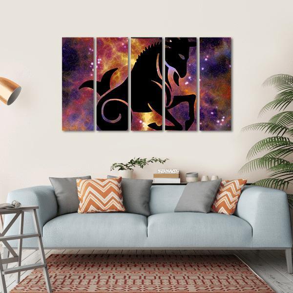 Zodiac Symbol Of Capricorn Canvas Wall Art-5 Horizontal-Gallery Wrap-22" x 12"-Tiaracle