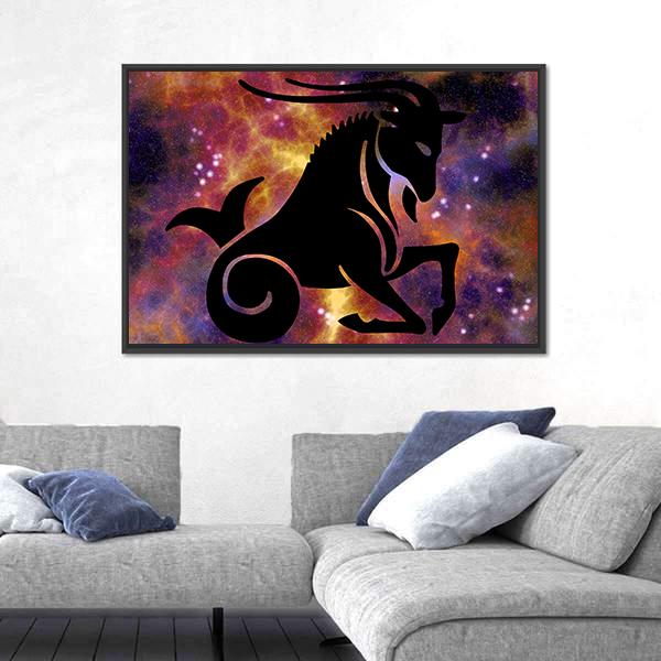Zodiac Symbol Of Capricorn Vertical Canvas Wall Art-3 Vertical-Gallery Wrap-12" x 25"-Tiaracle