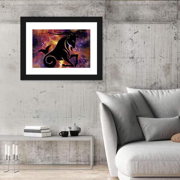 Zodiac Symbol Of Capricorn Vertical Canvas Wall Art-3 Vertical-Gallery Wrap-12" x 25"-Tiaracle