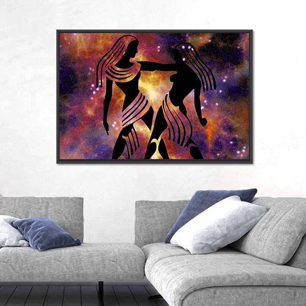 Zodiac Symbol Of Gemini Vertical Canvas Wall Art-3 Vertical-Gallery Wrap-12" x 25"-Tiaracle