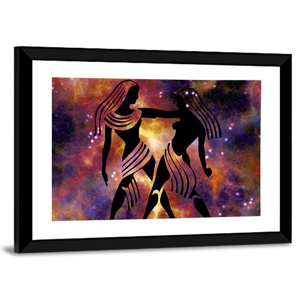 Zodiac Symbol Of Gemini Vertical Canvas Wall Art-3 Vertical-Gallery Wrap-12" x 25"-Tiaracle