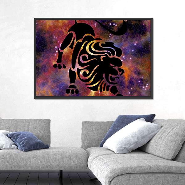 Zodiac Symbol Of Leo Canvas Wall Art-5 Horizontal-Gallery Wrap-22" x 12"-Tiaracle
