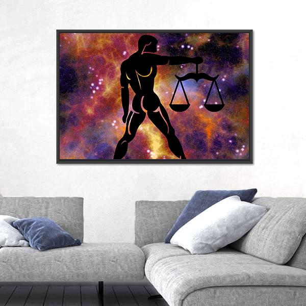 Zodiac Symbol Of Libra Canvas Wall Art-1 Piece-Floating Frame-24" x 16"-Tiaracle