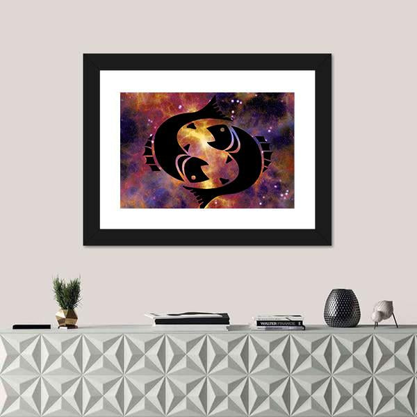 Zodiac Symbol Of Pisces Canvas Wall Art-1 Piece-Framed Print-20" x 16"-Tiaracle