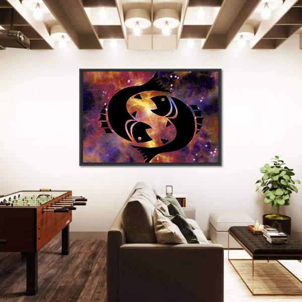 Zodiac Symbol Of Pisces Canvas Wall Art-5 Horizontal-Gallery Wrap-22" x 12"-Tiaracle