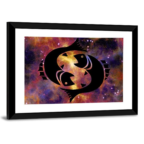 Zodiac Symbol Of Pisces Canvas Wall Art-5 Horizontal-Gallery Wrap-22" x 12"-Tiaracle