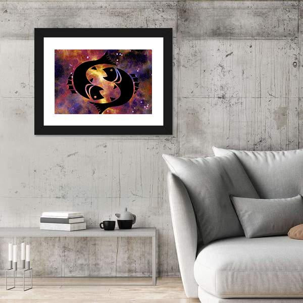 Zodiac Symbol Of Pisces Canvas Wall Art-5 Horizontal-Gallery Wrap-22" x 12"-Tiaracle