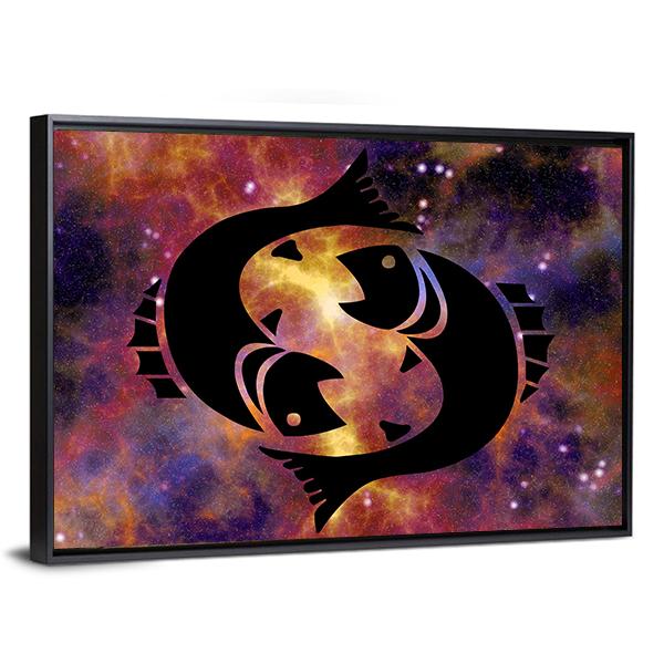 Zodiac Symbol Of Pisces Canvas Wall Art-5 Horizontal-Gallery Wrap-22" x 12"-Tiaracle