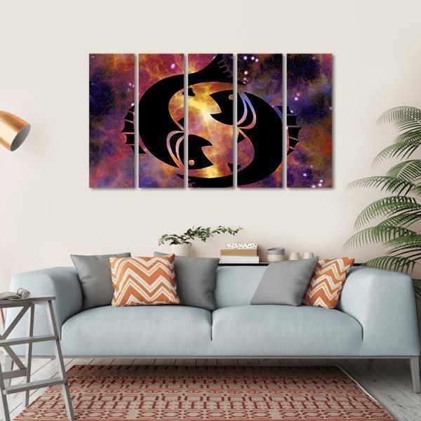 Zodiac Symbol Of Pisces Canvas Wall Art-5 Horizontal-Gallery Wrap-22" x 12"-Tiaracle