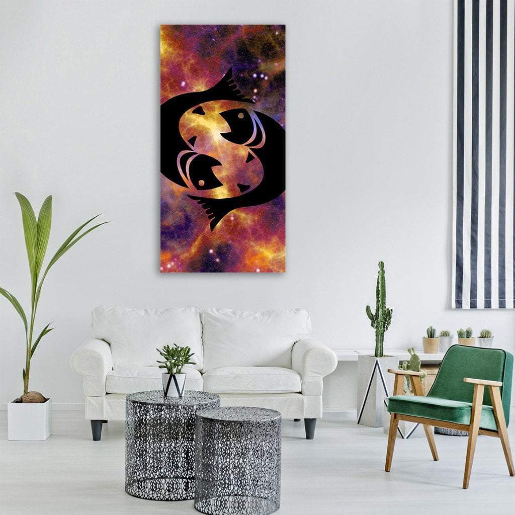 Zodiac Symbol Of Pisces Vertical Canvas Wall Art-1 Vertical-Gallery Wrap-12" x 24"-Tiaracle