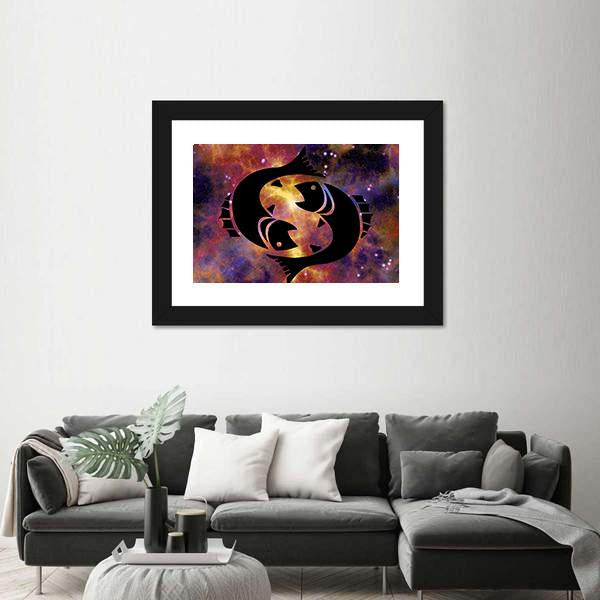 Zodiac Symbol Of Pisces Vertical Canvas Wall Art-3 Vertical-Gallery Wrap-12" x 25"-Tiaracle