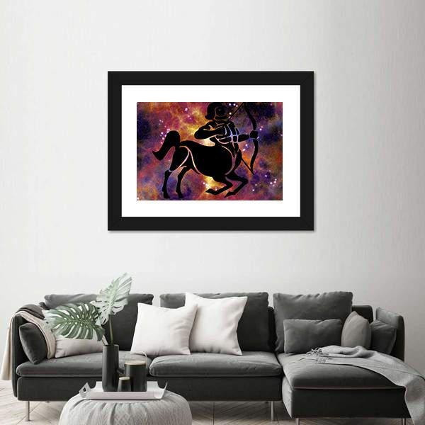 Zodiac Symbol Of Sagittarius Canvas Wall Art-5 Horizontal-Gallery Wrap-22" x 12"-Tiaracle