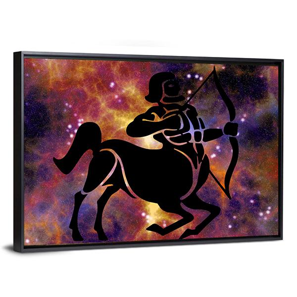 Zodiac Symbol Of Sagittarius Canvas Wall Art-5 Horizontal-Gallery Wrap-22" x 12"-Tiaracle