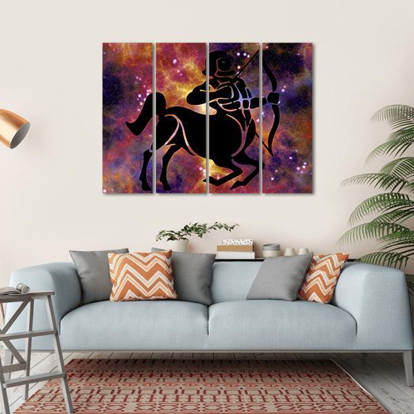 Zodiac Symbol Of Sagittarius Canvas Wall Art-4 Horizontal-Gallery Wrap-34" x 24"-Tiaracle