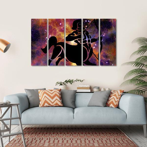 Zodiac Symbol Of Sagittarius Canvas Wall Art-5 Horizontal-Gallery Wrap-22" x 12"-Tiaracle