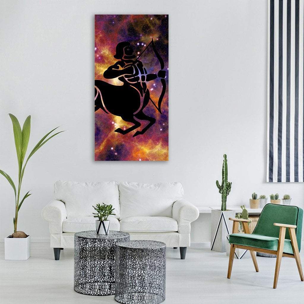 Zodiac Symbol Of Sagittarius Vertical Canvas Wall Art-1 Vertical-Gallery Wrap-12" x 24"-Tiaracle