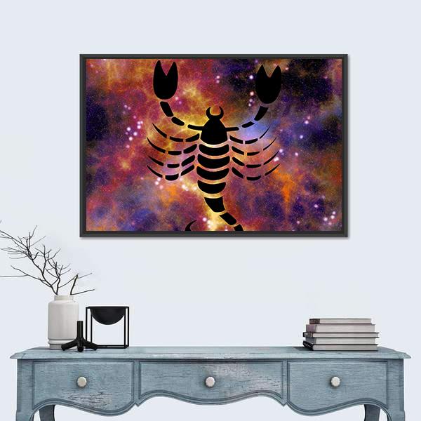 Zodiac Symbol Of Scorpio Canvas Wall Art-1 Piece-Floating Frame-24" x 16"-Tiaracle