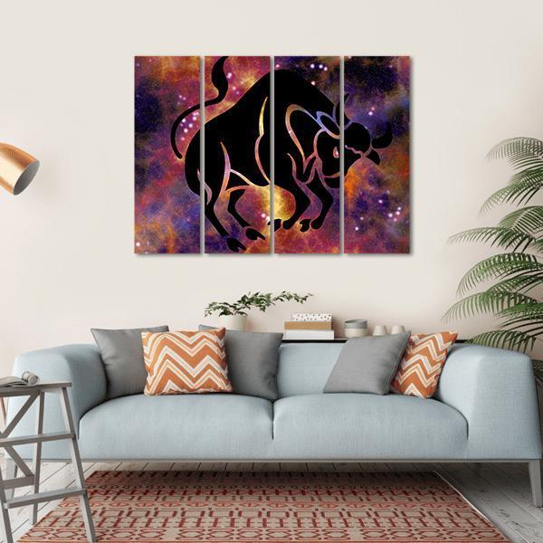 Zodiac Symbol Of Taurus Canvas Wall Art-4 Horizontal-Gallery Wrap-34" x 24"-Tiaracle