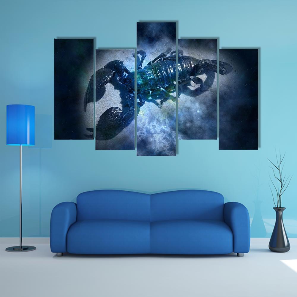 Zodiacal Sign Of Cancer Canvas Wall Art-5 Pop-Gallery Wrap-32" x 21"-Tiaracle