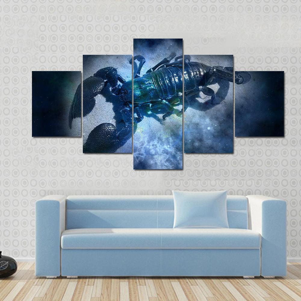 Zodiacal Sign Of Cancer Canvas Wall Art-5 Star-Gallery Wrap-42" x 21"-Tiaracle