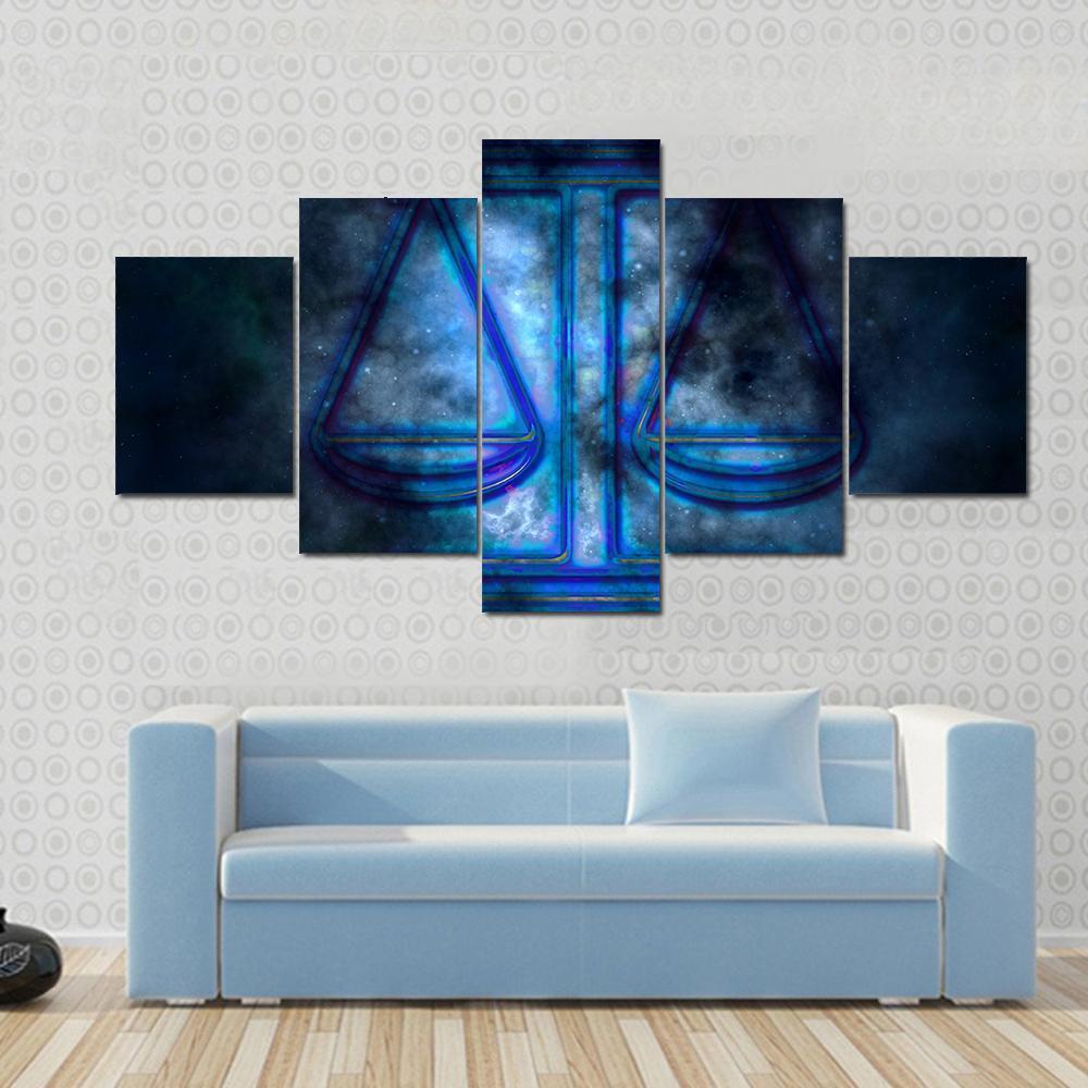 Zodiacal Sign Of Libra Canvas Wall Art-5 Star-Gallery Wrap-42" x 21"-Tiaracle