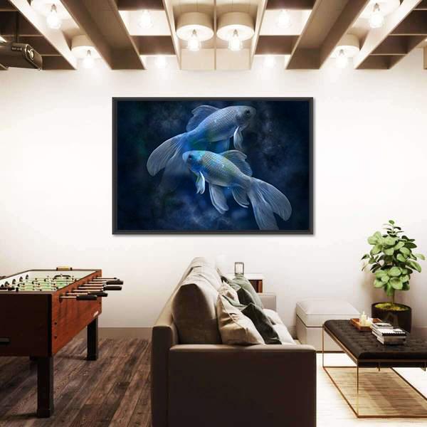 Zodiacal Sign Of Pisces Canvas Wall Art-3 Horizontal-Gallery Wrap-25" x 16"-Tiaracle