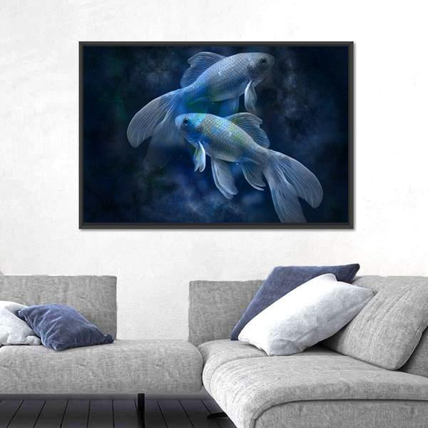 Zodiacal Sign Of Pisces Canvas Wall Art-3 Horizontal-Gallery Wrap-25" x 16"-Tiaracle