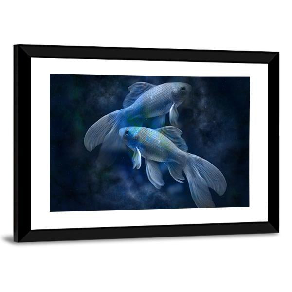 Zodiacal Sign Of Pisces Canvas Wall Art-3 Horizontal-Gallery Wrap-25" x 16"-Tiaracle