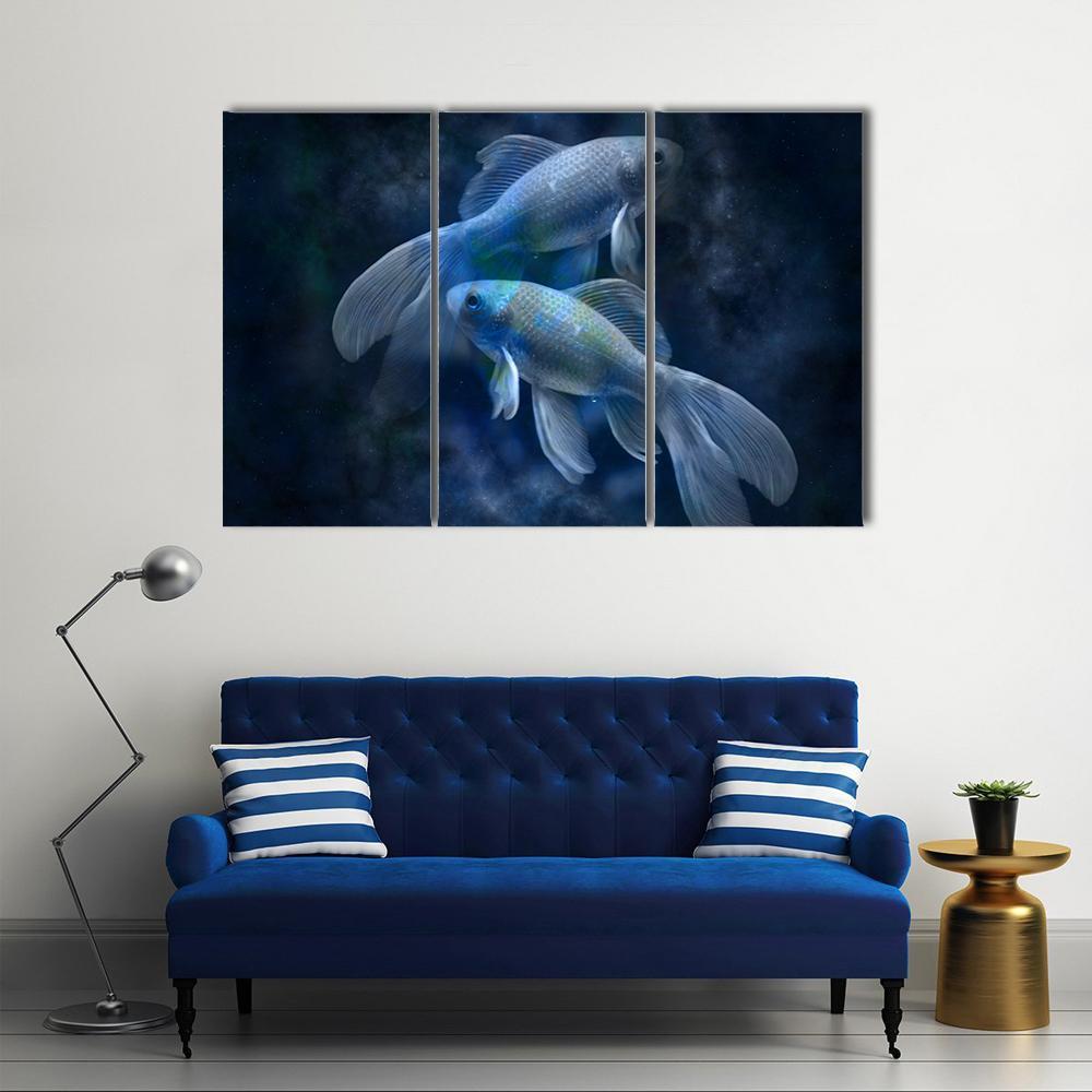 Zodiacal Sign Of Pisces Canvas Wall Art-3 Horizontal-Gallery Wrap-25" x 16"-Tiaracle