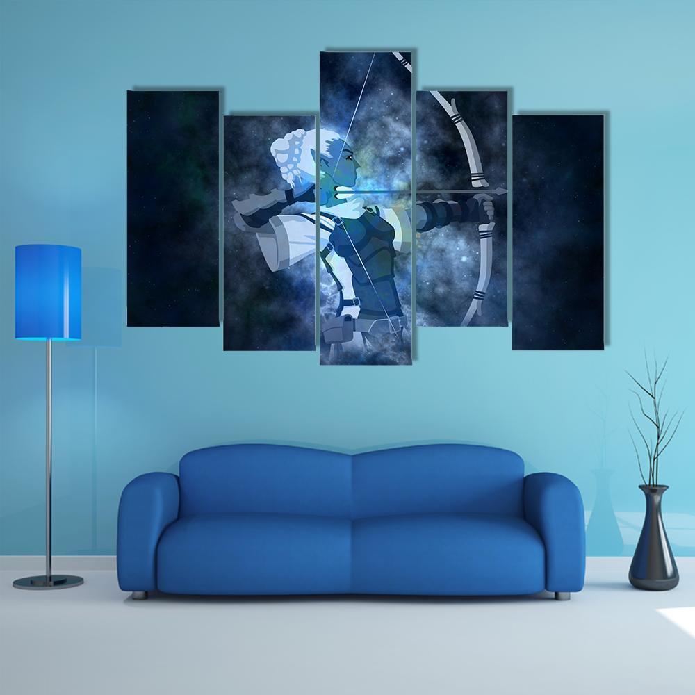 Zodiacal Sign Of Sagittarius Canvas Wall Art-5 Pop-Gallery Wrap-32" x 21"-Tiaracle