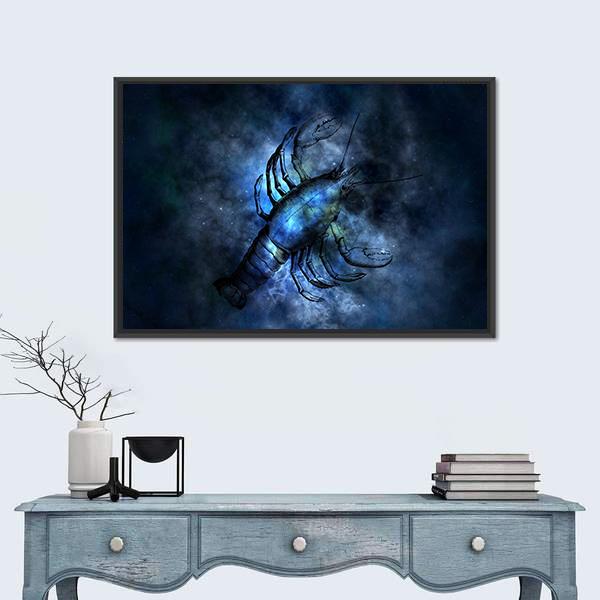 Zodiacal Sign Of Scorpio Canvas Wall Art-1 Piece-Floating Frame-24" x 16"-Tiaracle