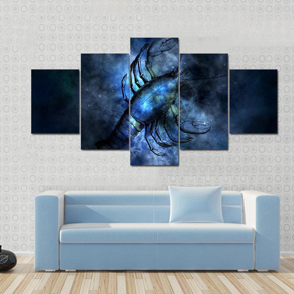 Zodiacal Sign Of Scorpio Canvas Wall Art-5 Star-Gallery Wrap-42" x 21"-Tiaracle